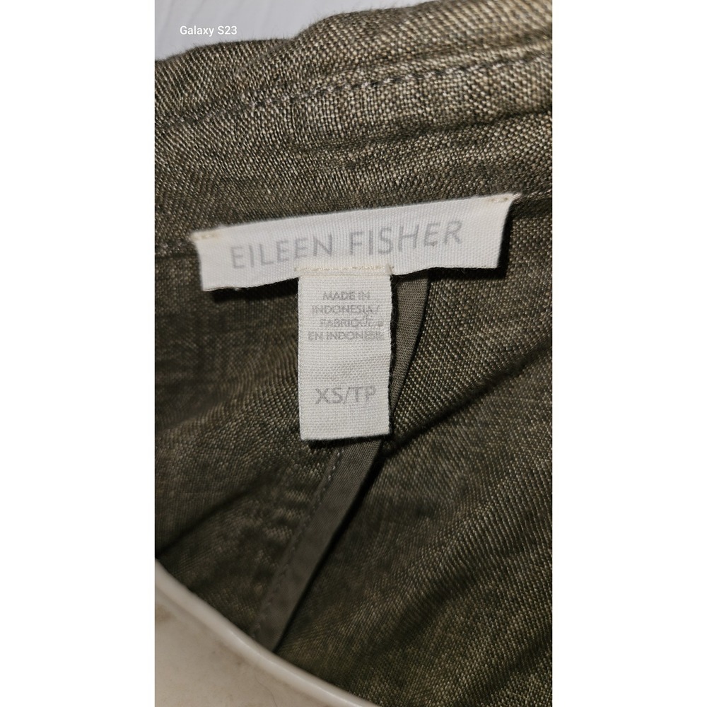 Eileen Fisher Gray Linen Shaped Blazer Notched Lapel Collar Designer Women's XS - Picture 3 of 4